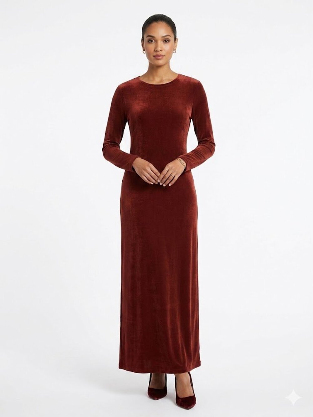 Vintage Private Edition Chico’s Long Sleeve Maxi Dress in Deep Cherrywood